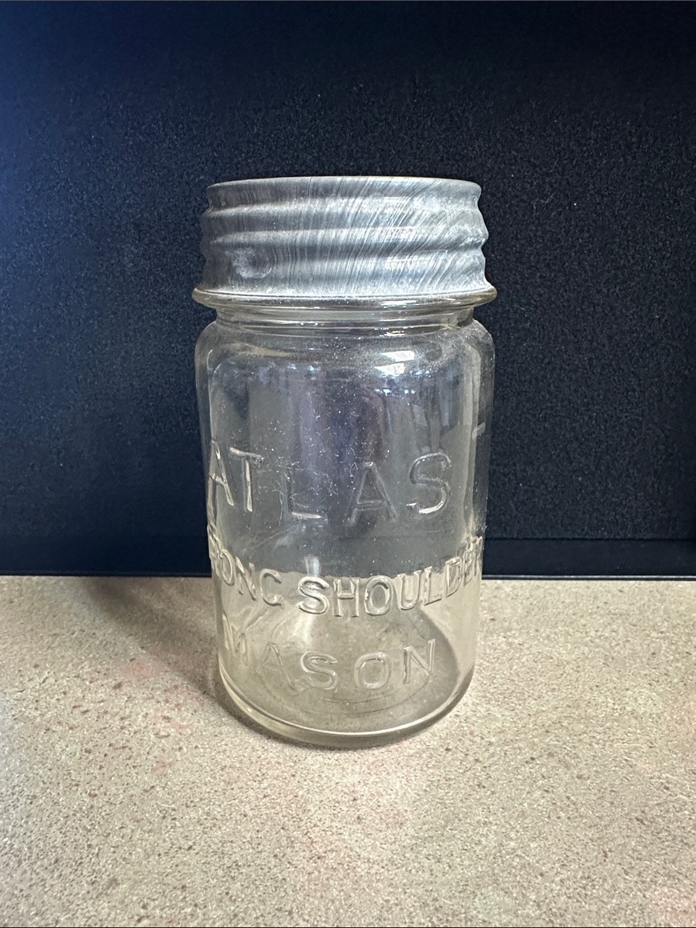 Vintage Atlas Strong Shoulder Mason Clear Canning Glass Jar with Zinc Lid